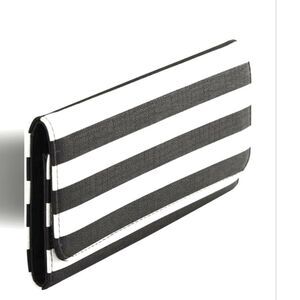 NWT Kut from the Kloth Black/White Vegan Leather Striped Multi-Slot Wallet